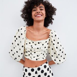 Zara Polka Dot Crop Top Medium